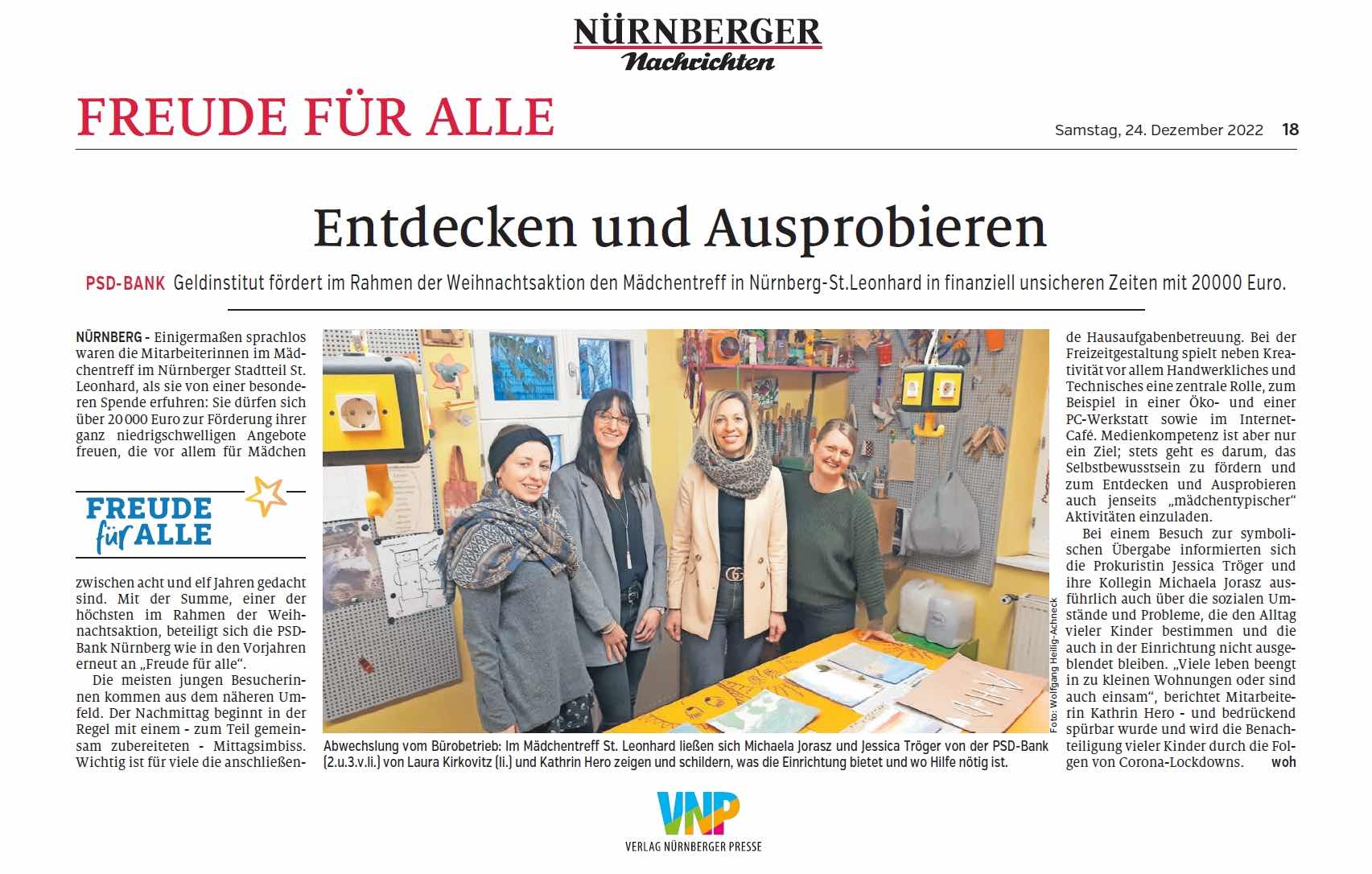 Artikel Nürnberger Nachrichten 24.12.2022